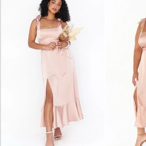 Show me your mumu- Claire Midi Dress ~ Rose Gold Luxe Satin